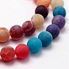 Frosted Natural Weathered Agate Beads Strands G-F367-6mm-08-3