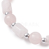 Natural Rose Quartz Round Beaded Stretch Bracelets for Women BJEW-JB11137-03-3