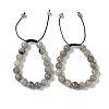 10mm Round Natural Labradorite Braided Bead Bracelets BJEW-C067-01C-14-1