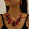 Retro Alloy Resin Dangle Earrings & Multi-Layered Necklaces Sets FS-WG198EF-03-1