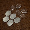 40x30mm Clear Oval Glass Cabochon Cover and Antique Silver Alloy Blank Pendant Cabochon Settings for DIY Portrait Pendant Making DIY-X0154-AS-LF-1