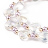 2Pcs 2 Size Glass Hearted Beaded Stretch Bracelets Set for Mother Children BJEW-JB08516-5