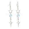 Star Alloy Synthetic Moonstone Bead Dangle Earrings EJEW-JE06790-1