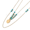 Enamel Charms Double Layer Necklace with Synthetic Turquoise Beaded NJEW-P269-20C-G-3