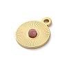 Real 14K Gold Plated 304 Stainless Steel Pave Natural Rhodonite Pendants STAS-R005-05G-03-2