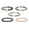 5Pcs 5 Style Natural Mixed Gemstone Beaded Stretch Bracelets Set BJEW-JB09002-2