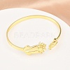 Marine Organism Brass Cuff Bangles for Women BJEW-D368-03M-G-2