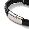 Men's Braided Black PU Leather Cord Bracelets BJEW-K243-33AS-3