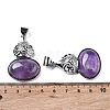 Natural Amethyst Oval Pendants G-A093-02P-02-3