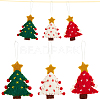 CRASPIRE 6Pcs 3 Colors Christmas Tree with Star Felt Fabric Pendant Decoration HJEW-CP0001-10-1