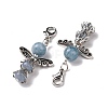Natural Round Aquamarine Pendant Decorations HJEW-JM00200-04-3