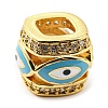 Rack Plating Brass Micro Pave Cubic Zirconia Evil Eye European Beads with Enamel KK-M247-34G-01-3