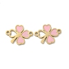 304 Stainless Steel Pink Enamel Shamrock Connector Charms LS-STAS-I322-62G-1