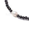 Natural Black Spinel &  Cultured Freshwater Pearl  Beads Beaded Bracelets for Woman BJEW-JB11268-3