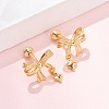 Bowknot with Star 925 Sterling Silver Stud Earrings EJEW-K317-10G-1