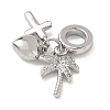 Brass Micro Pave Clear Cubic Zirconia European Dangle Charms KK-D502-13D-P-2