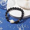 Tortoise Synthetic Turquoise & Natural Lava Rock Stretch Bracelets for Women BJEW-JB10106-06-2