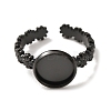 Flower 304 Stainless Steel Cuff Ring Components STAS-P454-05B-B-2