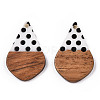 Printed Opaque Resin & Walnut Wood Pendants RESI-TAC0017-59-2