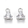 Brass Clear Cubic Zirconia Charms ZIRC-G170-15P-2