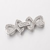 Heart Brass Micro Pave Cubic Zirconia Fold Over Clasps ZIRC-I014-71P-FF-1
