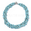 3-Layered Synthetic Turquoise Chip Beaded Necklaces X-NJEW-S419-01D-1