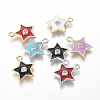 Brass Micro Pave Clear Cubic Zirconia Charms KK-F807-14-1