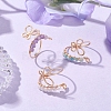 3Pcs 3 Style Light Gold Brass Wire Wrap Butterfly Open Cuff Rings RJEW-JR00655-2