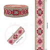 5 Yards Embroidered Organza Flower Ribbons SRIB-GL0001-02-2
