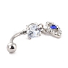 Evil Eye Drop Belly Button Rings for Women AJEW-C010-01P-3