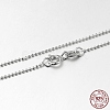 Anti-Tarnish Trendy Rhodium Plated 925 Sterling Silver Ball Chain Necklaces STER-M050-1.0A-09-3
