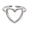 Non-Tarnish 304 Stainless Steel Hollow Heart Cuff Rings LS-RJEW-N038-122P-3