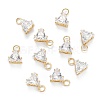 Brass Clear Cubic Zirconia Charms ZIRC-G170-15G-1