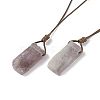 Natural Amethyst Nugget Pendant Necklace with Waxed Cord for Women NJEW-F306-01C-1