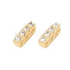Brass Micro Pave Clear Cubic Zirconia Spacer Bars KK-P302-20G-1
