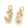 Brass Micro Pave Clear Cubic Zirconia Charms ZIRC-L092-03-G-2