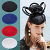 BENECREAT 4Pcs 4 Colors Imitation Hemp Round Fascinator Hat Base for Millinery AJEW-BC0007-36-5