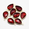 Golden Tone Brass Glass Teardrop Links connectors GLAA-J010A-HF03-G-1