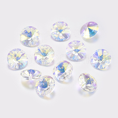 Faceted Glass Rhinestone Charms RGLA-F049-6mm-001AB-1