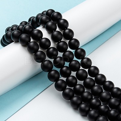 Natural Black Onyx Beads Strands G-Z024-01A-1