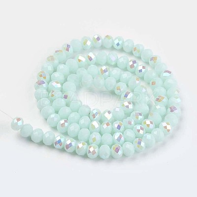 Electroplate Opaque Solid Color Glass Beads Strands X-EGLA-A034-P8mm-L09-1