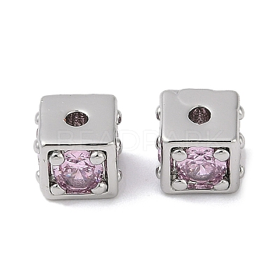 Brass Cubic Zirconia Beads KK-Q030-14B-P-1