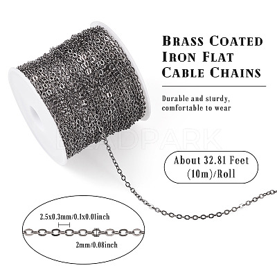 Brass Coated Iron Flat Cable Chains CH-TAC0007-02B-1