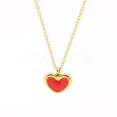 French Romantic Stainless Steel Enamel Heart Pendant Necklaces for Women XY4598-1-1