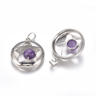 Natural Amethyst Pendants G-L512-S10-1