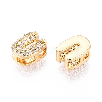 Brass Micro Pave Clear Cubic Zirconia Beads KK-T071-17G-U-1