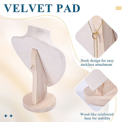 Bust Shaped Wooden Necklace Display Stands NDIS-WH0003-019A-01-1