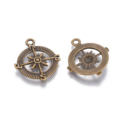 Tibetan Style Alloy Compass Pendants TIBEP-S272-AB-FF-1