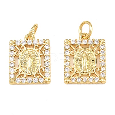Brass Micro Pave Clear Cubic Zirconia Charms CU-CBAB3AD-03G-02-1