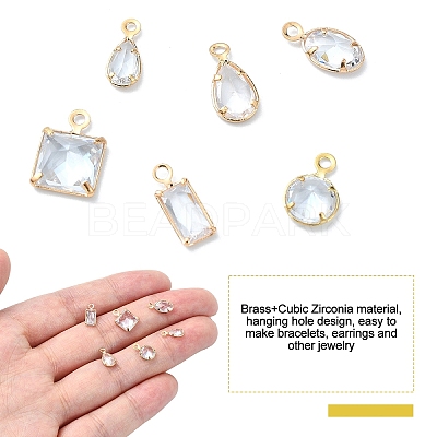 20Pcs Brass Cubic Zirconia Charms ZIRC-YW0001-12-1